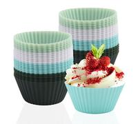 Xmart 48 Pezzi Pirottini da Forno in Silicone Antiaderenti Coppette Cupcake Riutilizzata Senza BPA Stampi Muffin Silicone per Torte Gelati Budini Crostata (Morandi 4 Colori)