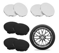 Xmart 8 Pezzi Tappi Coprimozzi Compatibili ABS Auto Coprimozzo Ruota Argento Copricerchio Coprimozzo Ruota Universale Nero Mozzo Centrale Ruota per Auto di Ricambio Centri Ruota (OD 56mm ID 53mm)