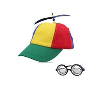 Xmart Berretto Elica Misura Regolabile Cappello Ad Elica Colorato Figli Adulti Cappello da Elicottero Viene Fornito con Occhiali Nerd Adatto per Feste Carnevali Sagre e Feste in Maschera