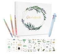 Xmart Guest Book Matrimonio 100 Pagine Libro degli Ospiti Matrimonio con Penna e Adesivi Libro Dediche Matrimonio per Matrimoni Anniversari Battesimi Compleanni