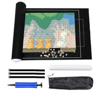Xmart Tappetino Puzzle 1500 pezzi Portatile Puzzle Roll Mat Antiscivolo Tappeto Puzzle Feltro Arrotolabile Rotolo di Puzzle con Pompa Gonfiabile Bambini Adulti Accessorio per Riporre Puzzle Nero