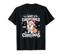 Xmas I Want A Corgipotamus for Christmas Hippo Corgi Dog Maglietta
