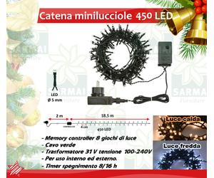 XMAS KING Luci Albero di Natale LED per Interno Esterno vari colori freddo caldo