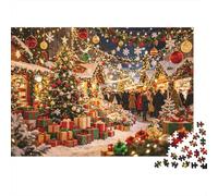 Xmas Market Jigsaw Puzzle 1000 Piece Recyclable Material Christmas Tree Puzzles per Elderly Relieve Senile Dementia Divertente Activity Ottimo Gift Idea 52x38cm/1000pcs