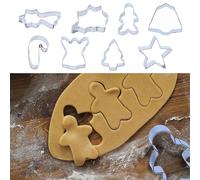 Xmas - Set di 8 stampini per biscotti in acciaio inox, 7 cm, motivo: stella cometa, angelo, albero di Natale, pupazzo di neve