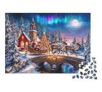 Xmas Village 1000 Pezzi Jigsaw Puzzle Recycled Santa Sleigh Senior Puzzles Party Game Props Developing Children‘s Intelligence Educativo Divertente 52x38cm/1000pcs