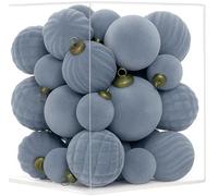 XmasExp Set di 36 ornamenti natalizi in velluto, palline floccate miste, infrangibili, decorazioni per albero di Natale per vacanze, feste, casa (azzurro)