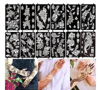 XMASIR Set di 12 templi temporanei per tatuaggi a mano, per donne e ragazze arabe indiane e ragazze body dipinto, adesivi per tatuaggi fai da te