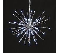 XMASKING TWIGball 33122, Lampada decorativa con 80 LED bianco freddo, Argento, Diametro 30 cm