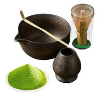 XMatcha Whisk Set - Bamboo Tea Frother, Moderno Kit Matcha | Set Di Fruste Di Battitore Di Chasen Giapponese, Miscelatore In Polvere Cerimoniale Tradizionale, Supporto Per Ciotola Da Scoop Di Legno, C
