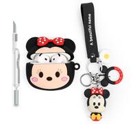 XMBYGY Custodia e penna di pulizia per AirPods 4th generazione auricolari senza fili, custodia protettiva in silicone e penna di pulizia 3 in 1 per AirPods 4 con bambola e cordino anti-perdita