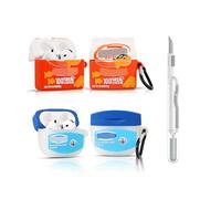 XMBYGY Custodia per Apple AirPods 4th generazione Auricolari senza fili con penna per la pulizia, design della pelle dei cartoni animati in silicone, custodia protettiva per AirPods 4 (HUN+GSH)