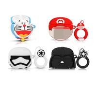 XMBYGY - Custodia protettiva per auricolari AirPods 4 (2024), in silicone, antiurto, protettiva, con moschettone, per uomo, donna, adolescenti (BKSD+WTSD+MRO+A) (confezione da 4)