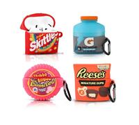 XMBYGY - Custodia protettiva per auricolari AirPods 4 (2024), in silicone, antiurto, protettiva, con moschettone, per uomo, donna, adolescenti (REES+SKIT+G+BUB) (confezione da 4)