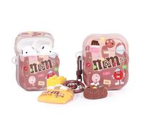 XMBYGY Graziosa custodia per AirPods di 2a/1a generazione 2019/2016, in silicone, con design di personaggi animati 3D, custodia protettiva antiurto con portachiavi, per auricolari Airpods 1/2