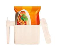 Xmccvt Supporto portatile per spaghetti istantanei, senza risciacquo, con coperchio, design a orecchie di gatto, per pasta con scarico, ripiano per forchetta e manico - per dormitorio