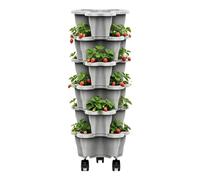 XMCCVT Torre Per Piante Impilabile Con 6 Piani E Ruote, Torre Di Fragole, Patate, Vaso Per Piante Da Giardino, Per Fragole, Patate Ed Erbe Aromatiche, 25 X 10 Cm, Uso Interno Ed Esterno
