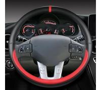 XMCMBS Coprivolante in Pelle per Cadillac ATS Coupe 2015-2019, Coprivolante Auto, Traspirante, Antiscivolo, Coprivolante per Uomini e Donne,A Red-O-Style