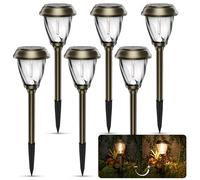 XMCOSY+ Luci solari per vialetti, in vetro resistente e acciaio inossidabile, luminosità 10/25 lm, 2 modalità regolabili, luci LED impermeabili da giardino per cortile, prato, vialetto, passerella e