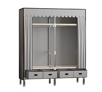 XMDEUR Armadio portatile in tela, armadio in tessuto con asta appendiabiti, mensole, organizer per vestiti, armadio in tessuto per camera da letto, grigio, 140 x 45 x 168 cm