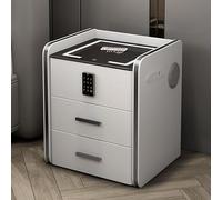 XMDEUR Comodini Stazione di Ricarica Wireless e Luci LED, Comodino Intelligente con Serratura a Combinazione, Comodini Intelligenti con 3 Cassetti, USB e Altoparlante Bluetooth, per Camera da Letto