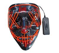 xmf Maschera di Halloween con luce a LED, spaventosa, con 3 modalità di illuminazione, per bambini e adulti, per feste (X-arancione), taglia unica