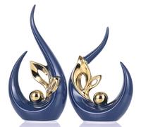 XMGZQ Blu e Oro Statua in Ceramica Set di 2,Scultura Moderna,Ornamenti Astratta,Oggetto Decorativo,Decorazioni della Tavola per il Soggiorno Sala da Pranzo Bedroon Office Centrotavola
