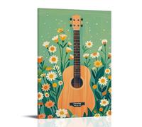 XMHMYHZJ Blissful Melodies - Decorazione artistica da parete con vivace armonica in cornice floreale, decorazione artistica da parete, poster artistico da appendere, 50 x 75 cm