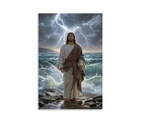 XMHMYHZJ Decorazione artistica da parete con Cristo nella tempesta sul mare di Galilea, onde turbolente, illuminazione drammatica, movimento barocco, decorazione artistica da parete moderna, poster