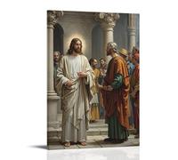 XMHMYHZJ Decorazione artistica da parete con immagine di Cristo prima di Pilate, scena di prova, confronto drammatico, composizione rinascimentale, decorazione moderna da appendere, 20 x 30 cm