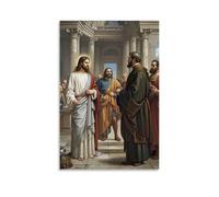 XMHMYHZJ Decorazione artistica da parete con immagine di Cristo prima di Pilate, scena di prova, confronto drammatico, composizione rinascimentale, decorazione moderna da appendere, 20 x 30 cm