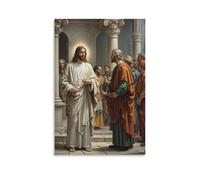 XMHMYHZJ Decorazione artistica da parete con immagine di Cristo prima di Pilate, scena di prova, confronto drammatico, composizione rinascimentale, decorazione moderna da appendere, 20 x 30 cm