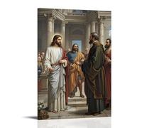 XMHMYHZJ Decorazione artistica da parete con immagine di Cristo prima di Pilate, scena di prova, confronto drammatico, composizione rinascimentale, decorazione moderna da appendere, 50 x 75 cm