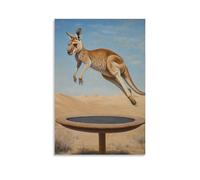 XMHMYHZJ Decorazione artistica da parete con immagine di un canguro che si equilibra nell'aria su un trampolino alto sopra le dune del deserto, decorazione moderna da appendere, 30 x 45 cm