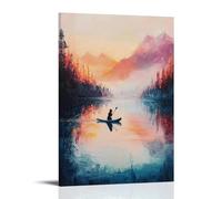 XMHMYHZJ Decorazione artistica da parete con immagine di un gatto che gioca all'alba su un lago di montagna perfettamente immobile, decorazione artistica da appendere in stile moderno, 50 x 75 cm