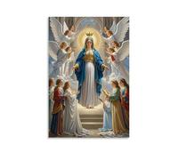 XMHMYHZJ Decorazione artistica da parete con l'Incoronazione della Vergine di Angeli, coro celeste, eleganza gotica, decorazione moderna da appendere, 60 x 90 cm