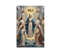 XMHMYHZJ Decorazione artistica da parete con l'Incoronazione della Vergine di Angeli, coro celeste, eleganza gotica, decorazione moderna da appendere, 60 x 90 cm