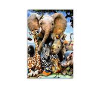 XMHMYHZJ Decorazione artistica da parete con mosaico della fauna selvatica, una splendida collezione di animali maestosi, decorazione artistica da parete, poster artistico da appendere, 30 x 45 cm
