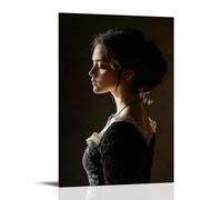 XMHMYHZJ Decorazione artistica da parete con ritratto classico di una nobildonna con abbigliamento del XVIII secolo, illuminazione chiaroscuro decorazione moderna da appendere poster artistico da