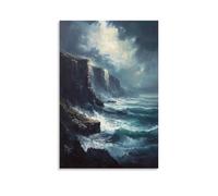 XMHMYHZJ Decorazione artistica da parete con scogliere costiere tempestose con chiaroscuro drammatico, ispirato a Turner, decorazione moderna da appendere, 30 x 45 cm