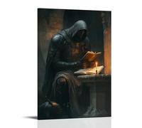 XMHMYHZJ Decorazione artistica da parete con scritta "A Knight Shields A Monk Copying Scritture, Guarding the Candle That keeps Faith Alive in the Darkness", decorazione artistica da parete, 50 x 75