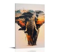 XMHMYHZJ Decorazione artistica da parete moderna a forma di elefante, una miscela di natura, decorazione artistica da parete, poster artistico da appendere, 60 x 90 cm