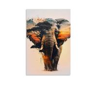XMHMYHZJ Decorazione artistica da parete moderna a forma di elefante, una miscela di natura, decorazione artistica da parete, poster artistico da appendere, 30 x 45 cm