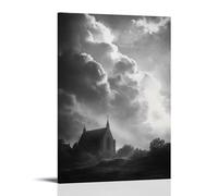 XMHMYHZJ Decorazione artistica da parete moderna da appendere con scritta "A Thundercloud hovers over the town, but the Chapel Is Dry Inside-warm with Unspoken Songs" (60 x 90 cm)