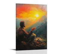 XMHMYHZJ Decorazione artistica da parete moderna da appendere con un pittore cieco che sente Gesù prendere la mano e il suo prossimo colpo disegna l'alba. Decorazione artistica da parete moderna da
