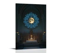 XMHMYHZJ Decorazione artistica da parete moderna da appendere con una luna piena che illumina l'altare come se fosse toccato da qualcosa di eterno
