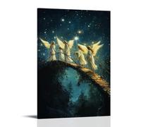 XMHMYHZJ Decorazione artistica da parete, motivo: angeli costruiscono un ponte tra cielo e terra, utilizzando stelle e scritture come le loro pietre. Decorazione artistica da parete, poster artistico