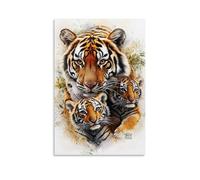 XMHMYHZJ Decorazione da parete con famiglia di tigri, una splendida miscela di natura e decorazione per la casa, decorazione da parete, poster artistico da appendere, 20 x 30 cm