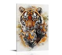 XMHMYHZJ Decorazione da parete con famiglia di tigri, una splendida miscela di natura e decorazione per la casa, decorazione da parete, poster artistico da appendere, 20 x 30 cm
