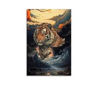 XMHMYHZJ Decorazione da parete in stile moderno con tigre, una splendida miscela di natura, decorazione artistica da parete, poster artistico da appendere, 50 x 75 cm